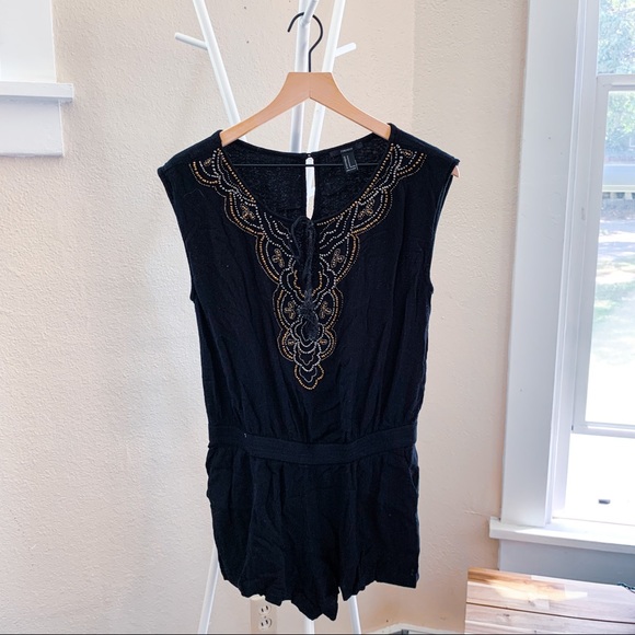 Beaded Black Romper - Picture 1 of 2